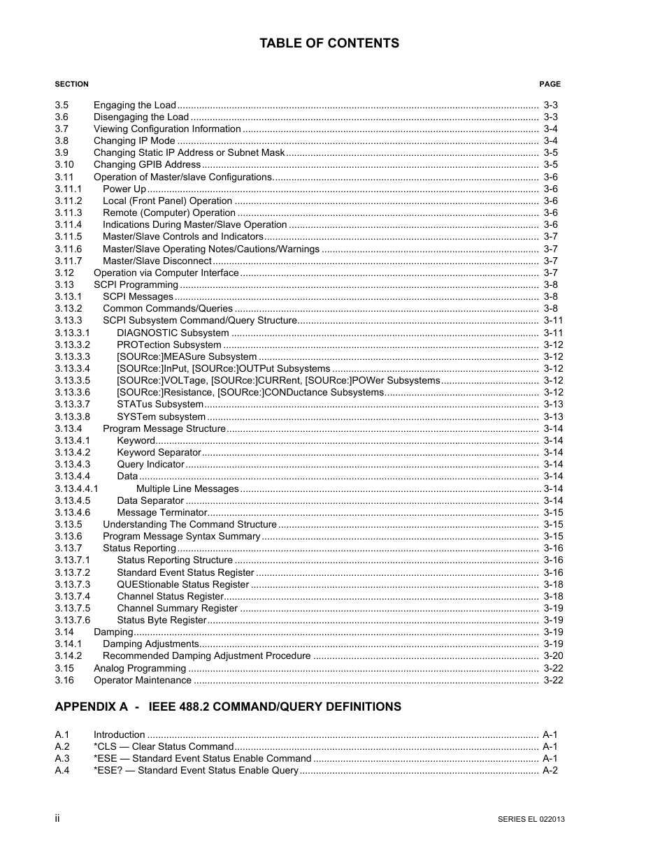 KEPCO EL Series Electronic Load Operator Manual P/N 243-1295 Firmware Version 3.87 to 3.xx User Manual | Page 4 / 86
