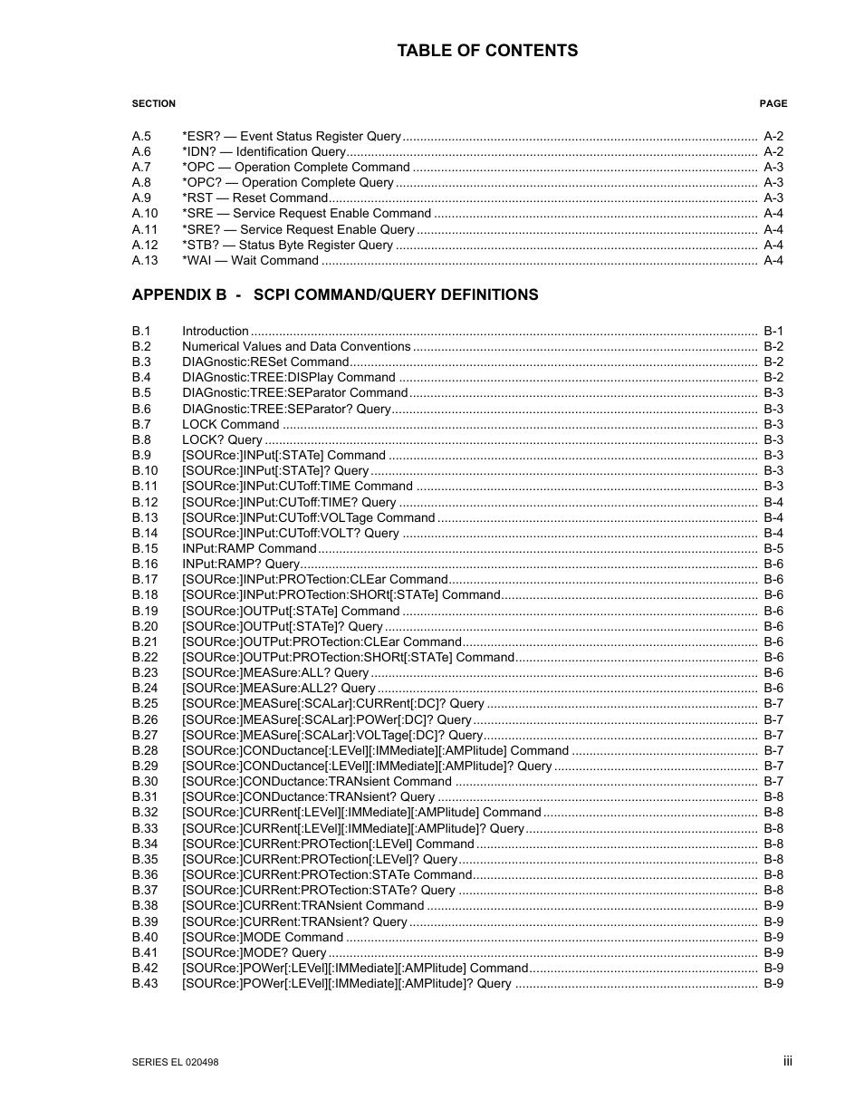 KEPCO EL Series Electronic Load Operator Manual P/N 243-1295 Firmware Version 3.87 to 3.xx User Manual | Page 5 / 86