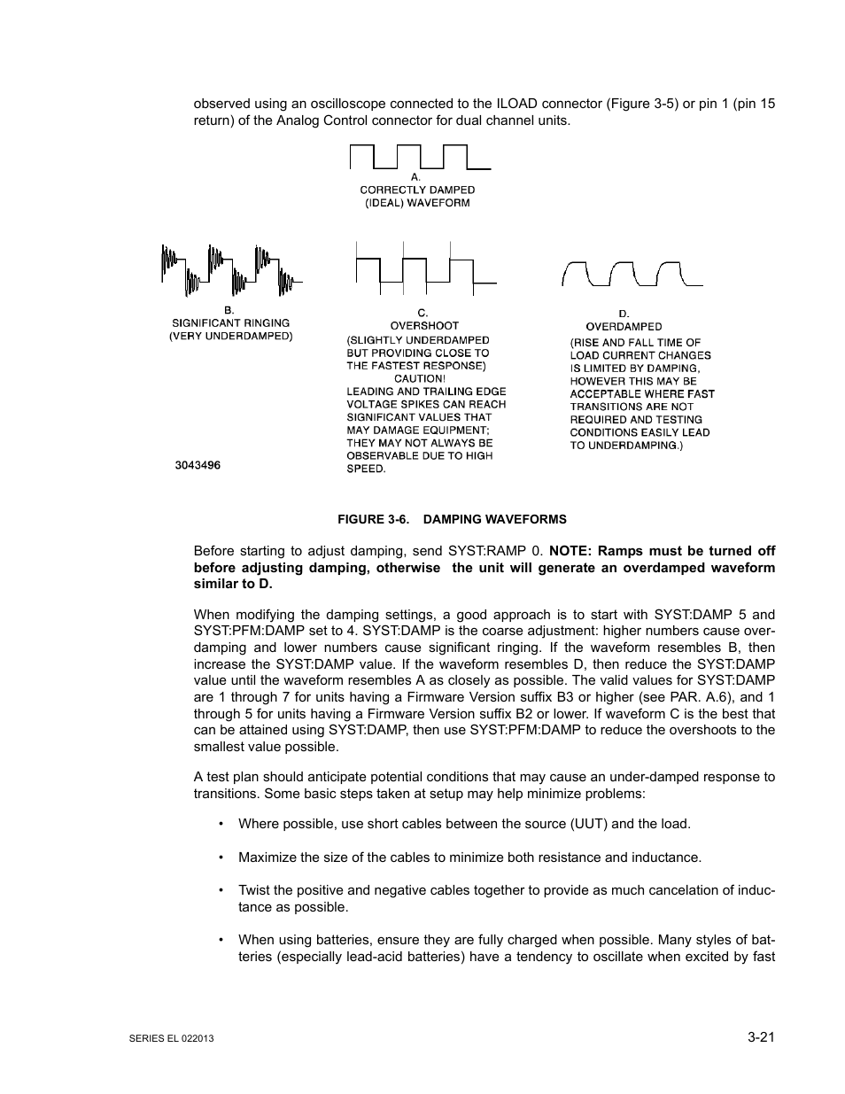 Figure 3-6. damping waveforms, Damping waveforms -21, 6 sh | KEPCO EL Series Electronic Load Operator Manual P/N 243-1295 Firmware Version 3.87 to 3.xx User Manual | Page 57 / 86