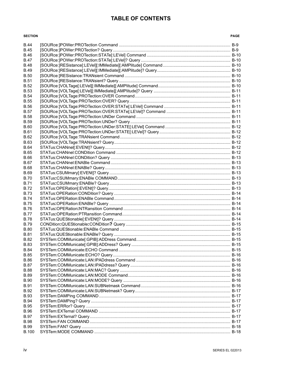 KEPCO EL Series Electronic Load Operator Manual P/N 243-1295 Firmware Version 3.87 to 3.xx User Manual | Page 6 / 86