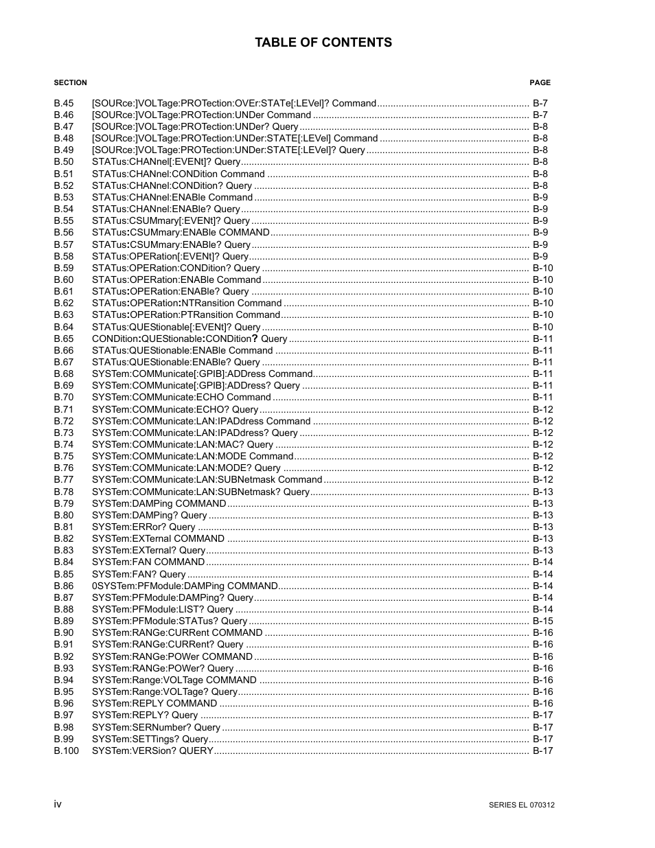 KEPCO EL Series Electronic Load Operator Manual P/N 243-1295 Firmware Version 3.63 through 3.86 User Manual | Page 6 / 80