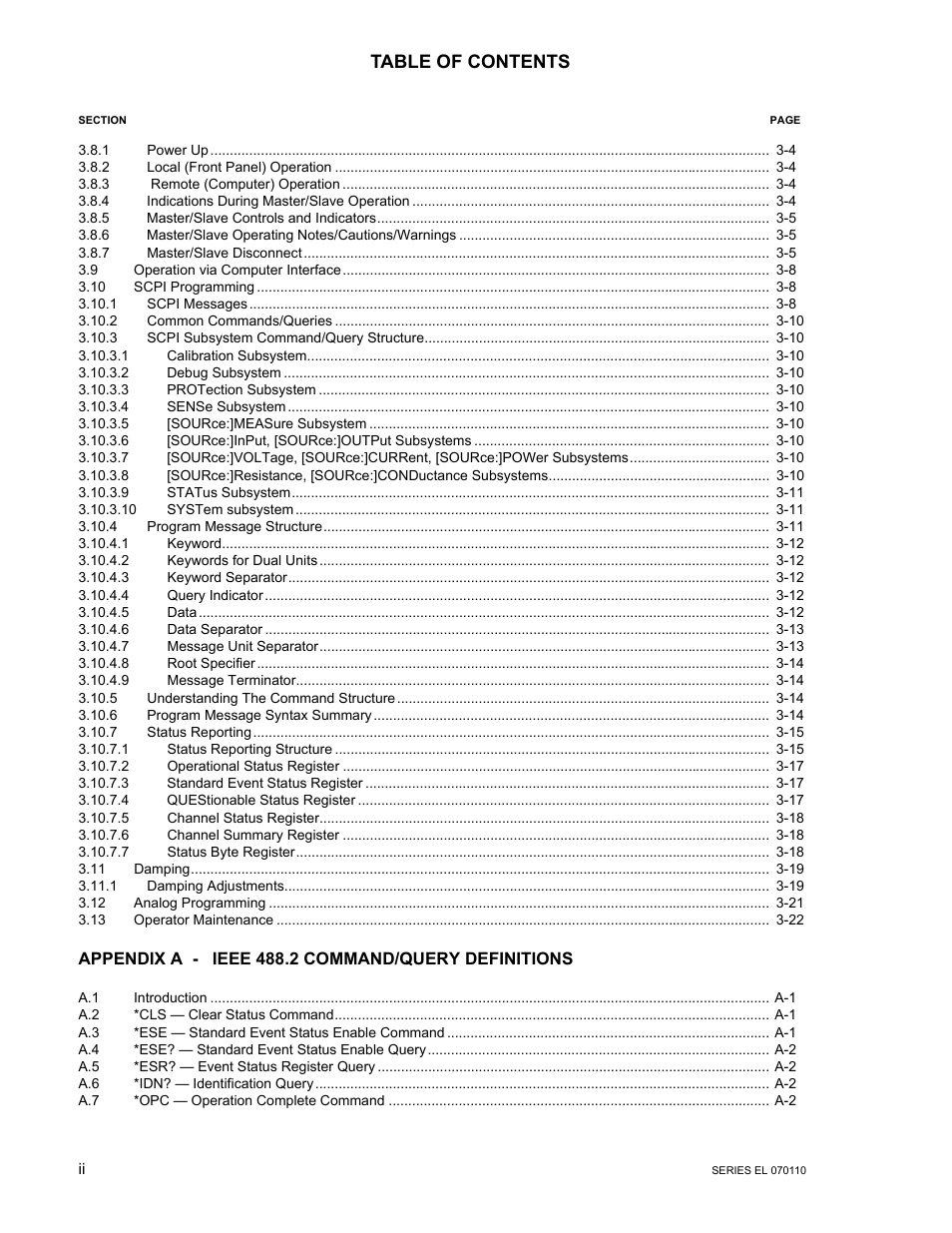 KEPCO EL Series Electronic Load Operator Manual P/N 243-1295 Firmware Version 3.12 (Unit Rev 2) User Manual | Page 4 / 80