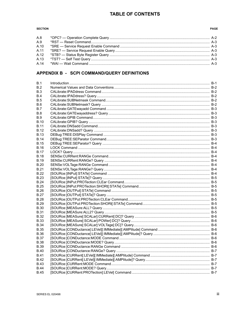 KEPCO EL Series Electronic Load Operator Manual P/N 243-1295 Firmware Version 3.12 (Unit Rev 2) User Manual | Page 5 / 80