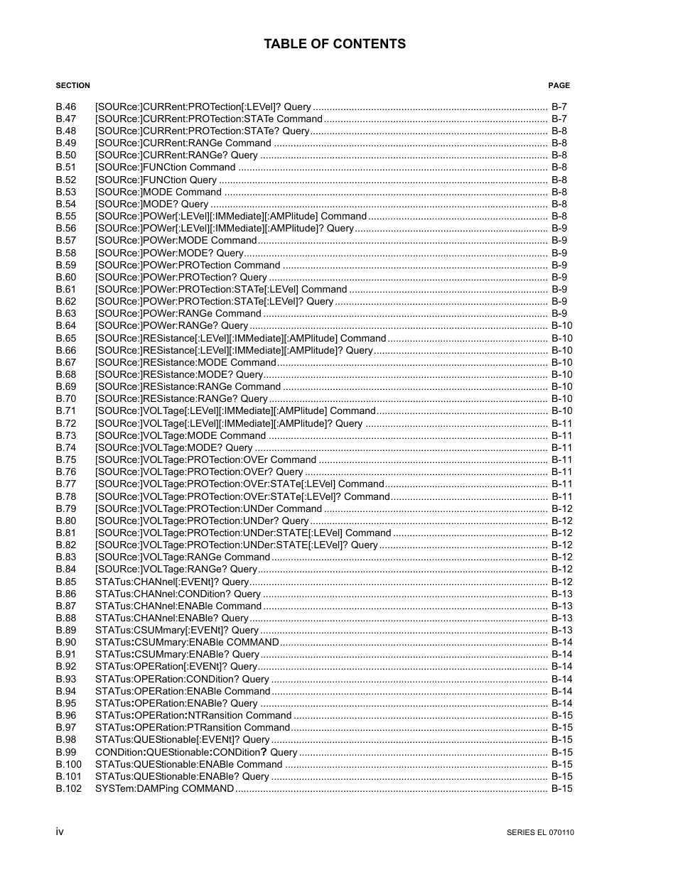 KEPCO EL Series Electronic Load Operator Manual P/N 243-1295 Firmware Version 3.12 (Unit Rev 2) User Manual | Page 6 / 80
