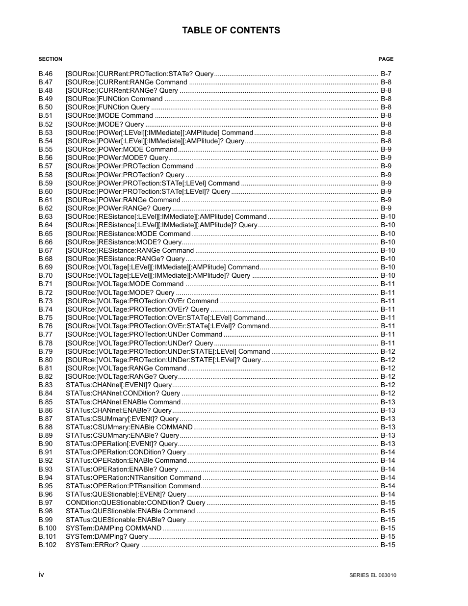 KEPCO EL Series Electronic Load Operator Manual P/N 243-1295 Firmware Version 1.232 (Unit Rev 0 or 1) User Manual | Page 6 / 80