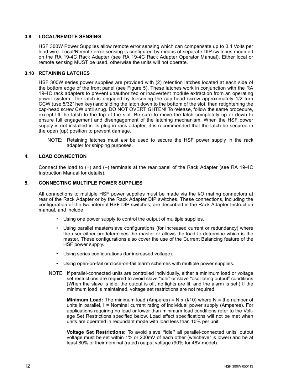 9 local/remote sensing, 10 retaining latches, R. 5.) | R. 3.10) | KEPCO HSF 300W Series (no suffix) Operator Manuals User Manual | Page 14 / 14