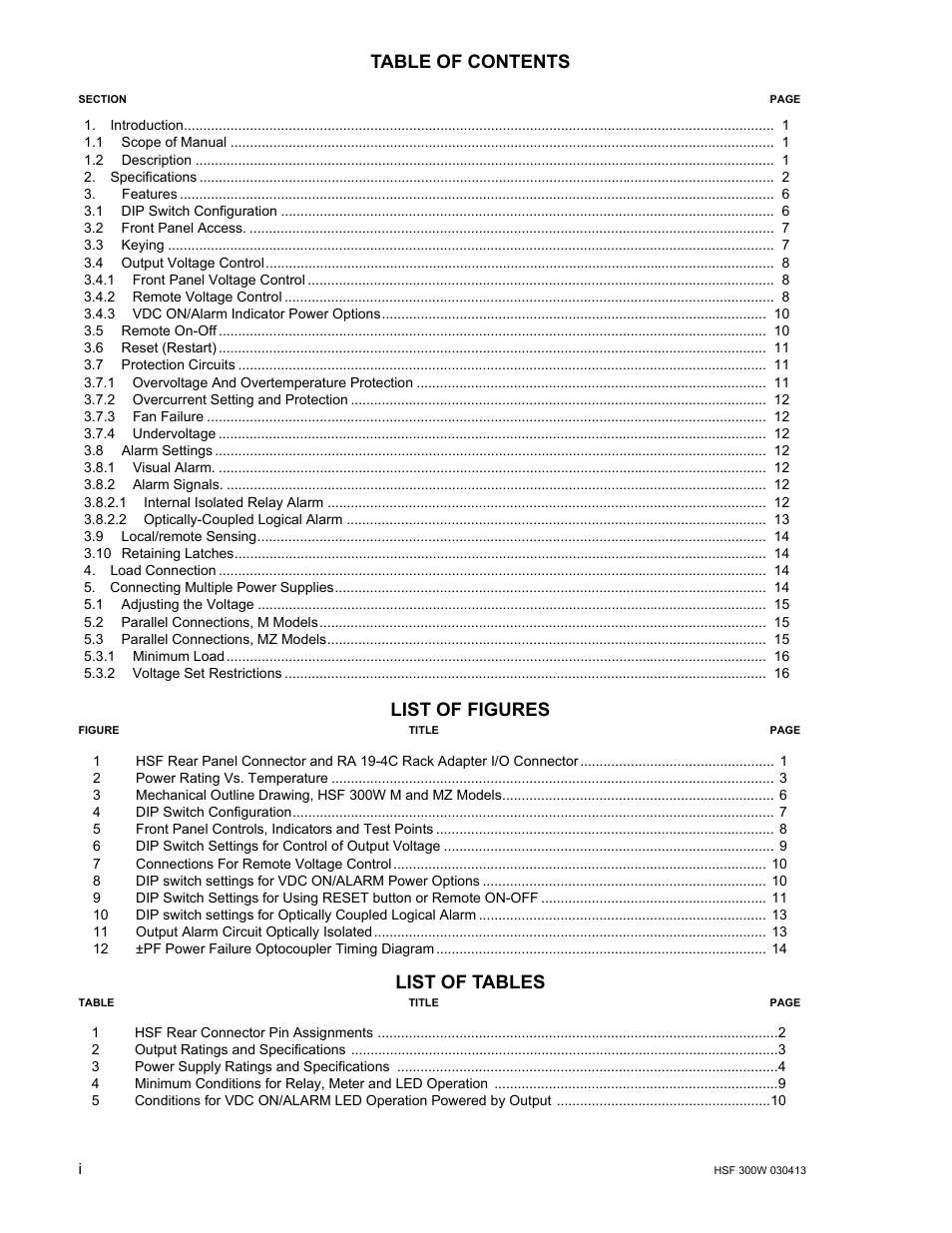 KEPCO HSF 300W Series (no suffix, suffix M and MZ) Operator Manuals User Manual | Page 2 / 18