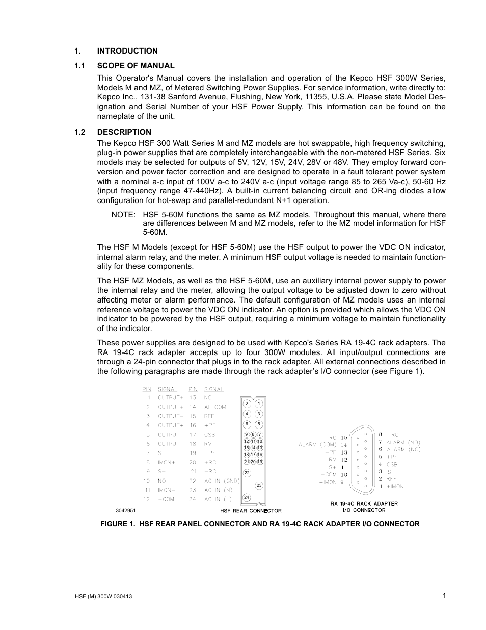 1 scope of manual, 2 description | KEPCO HSF 300W Series (no suffix, suffix M and MZ) Operator Manuals User Manual | Page 3 / 18