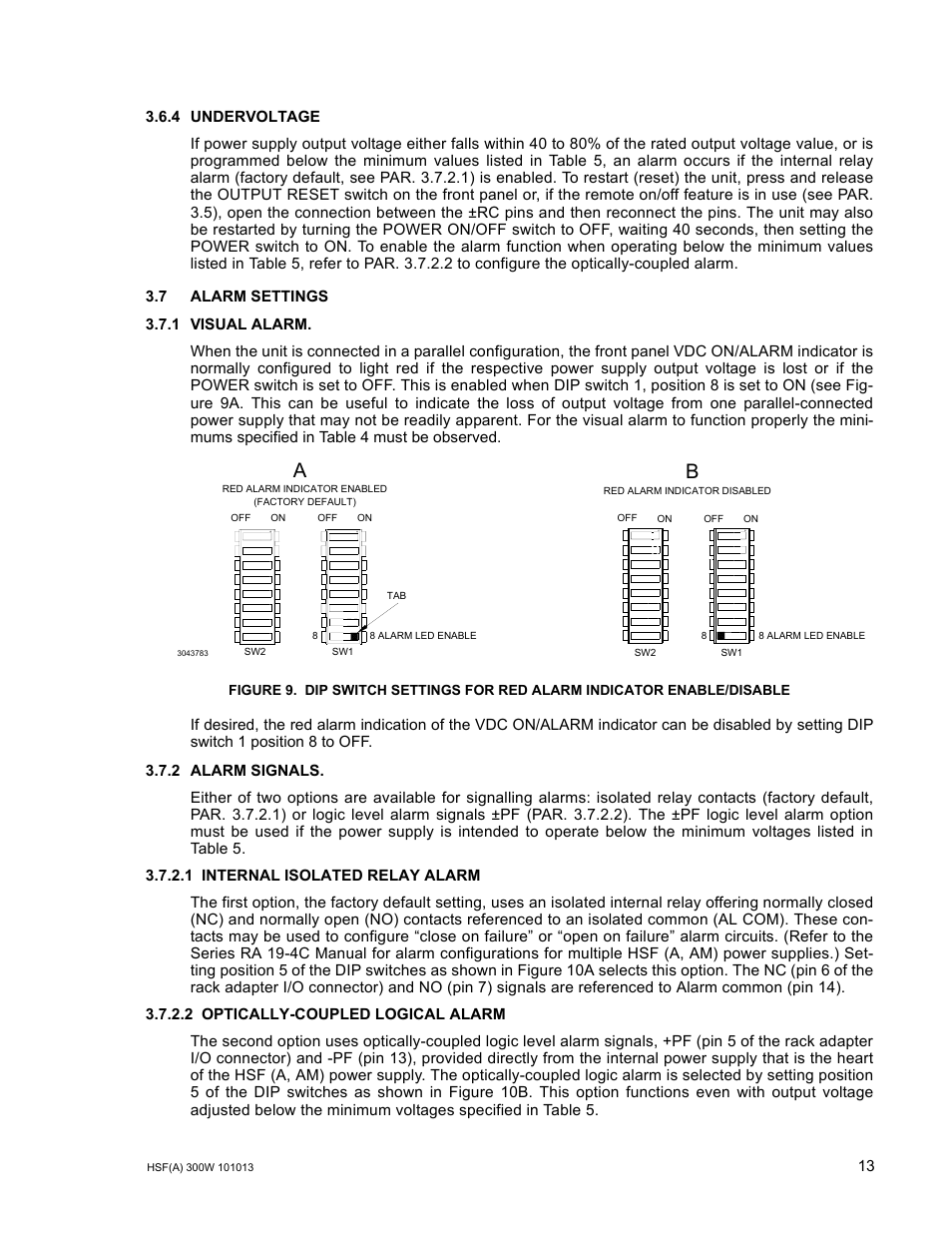 4 undervoltage, 7 alarm settings, 1 visual alarm | 2 alarm signals, 1 internal isolated relay alarm, 2 optically-coupled logical alarm, R. 3.7.2.1), R. 3.7.2.2), R. 3.7.2.2). conn, R. 3.7.2.2 | KEPCO HSF 300W Series (suffix A and AM) Operator Manuals User Manual | Page 15 / 18