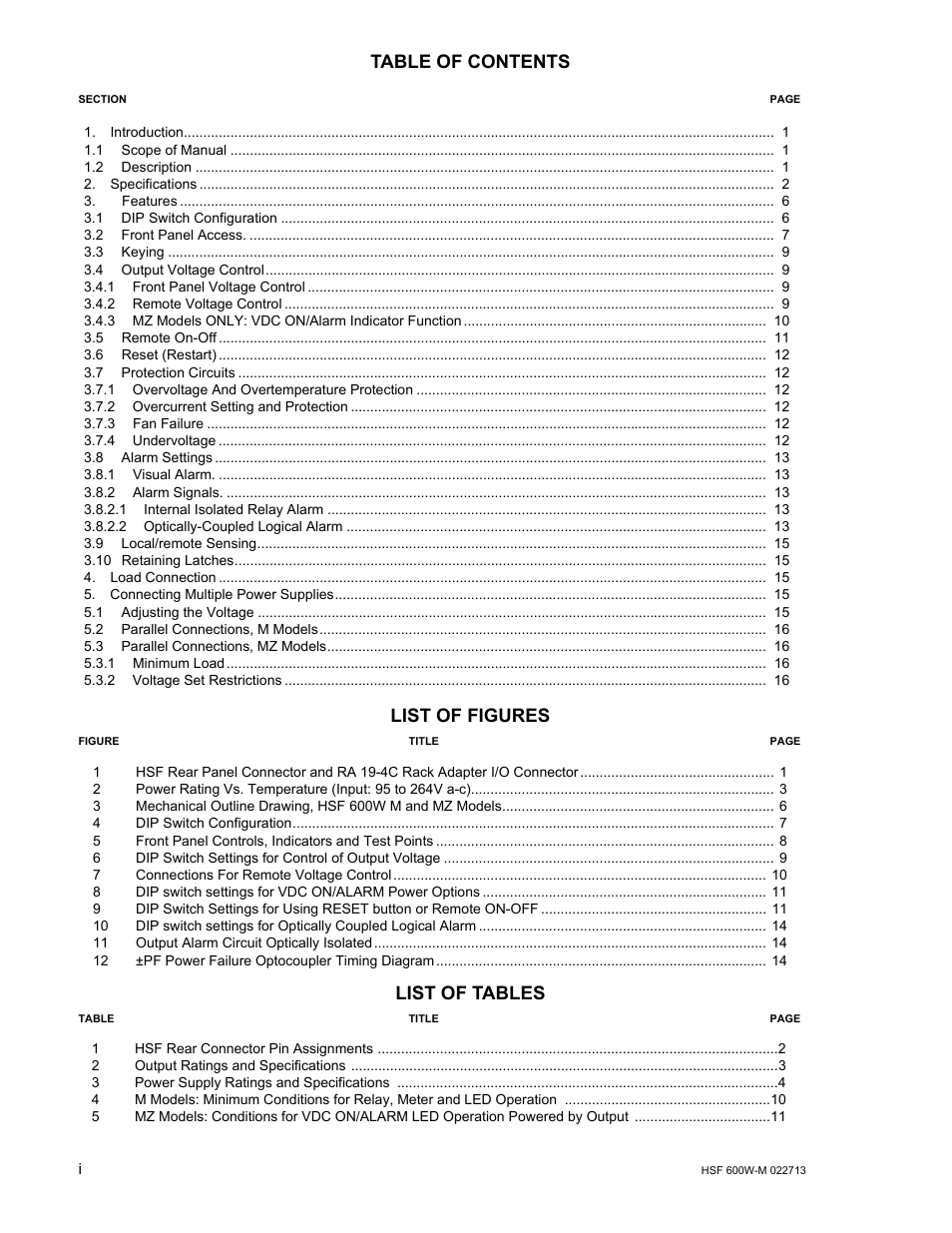 KEPCO HSF 600W Series (suffix M and MZ) Operator Manuals User Manual | Page 2 / 18