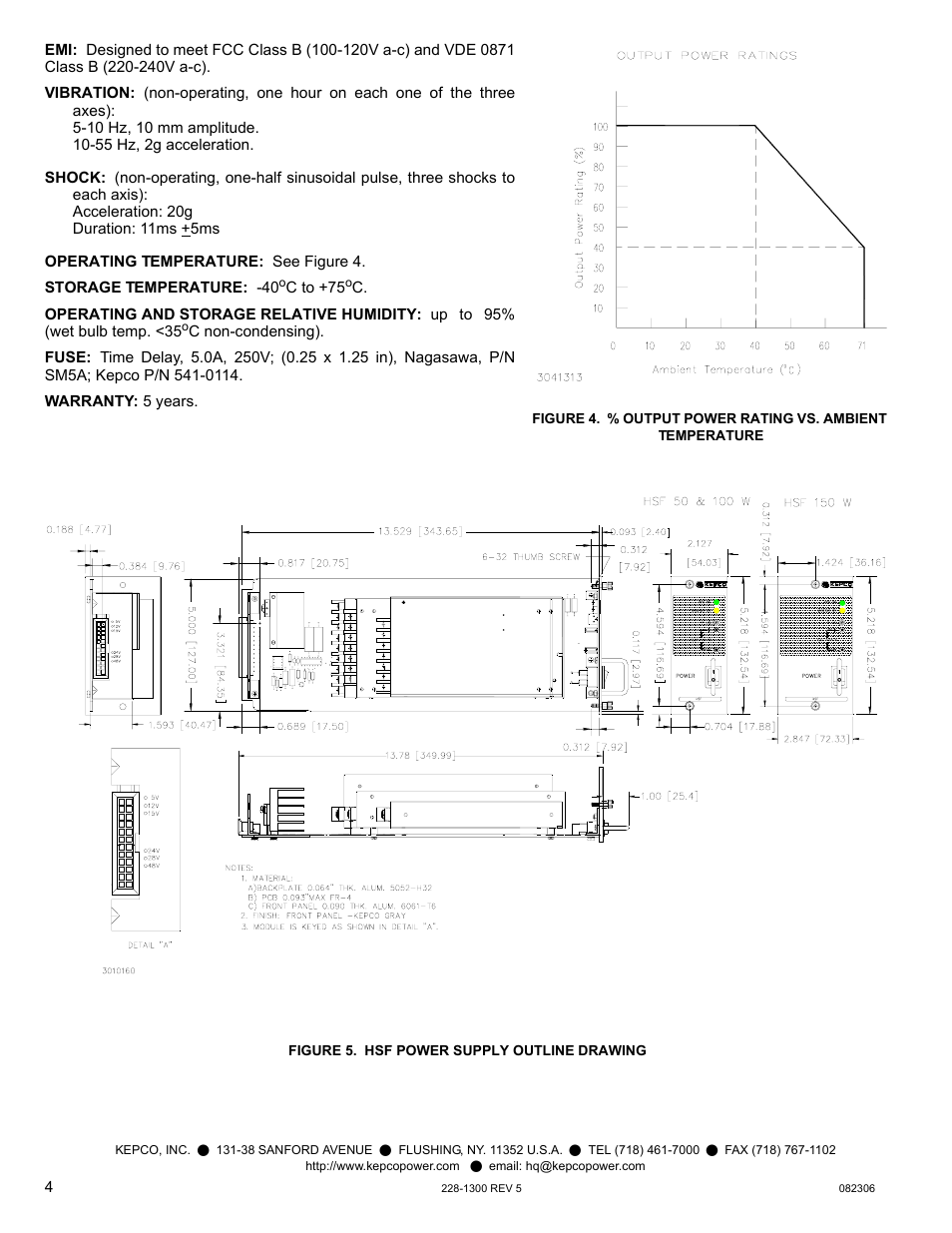Figure 5. hsf power supply outline drawing | KEPCO HSF 100W Series User Manual | Page 4 / 4