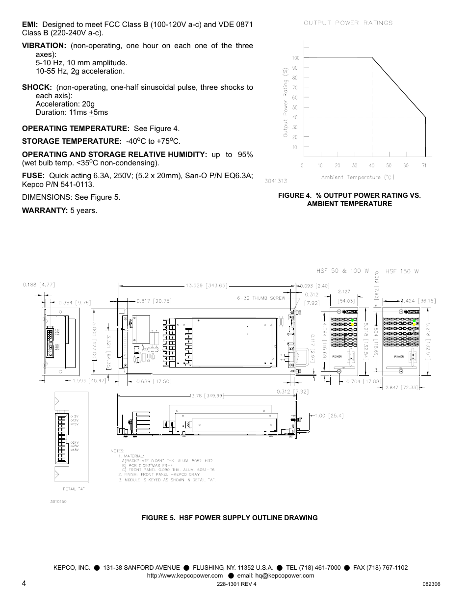 Figure 5. hsf power supply outline drawing | KEPCO HSF 150W Series User Manual | Page 4 / 4