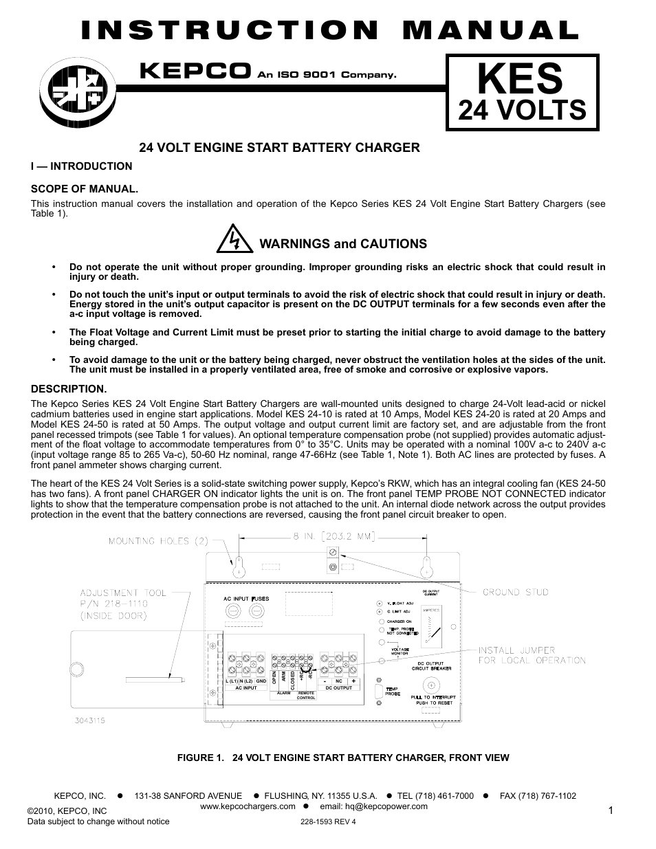 KEPCO KES 24V User Manual | 4 pages