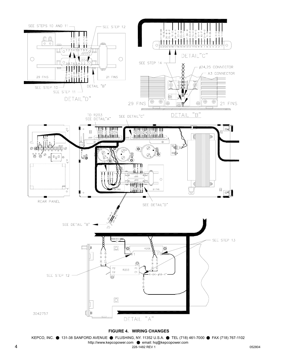 Figure 4. wiring changes | KEPCO Kit 219-0425, Pass Assembly A3 Replacement for ATE 325-0.8 User Manual | Page 4 / 4