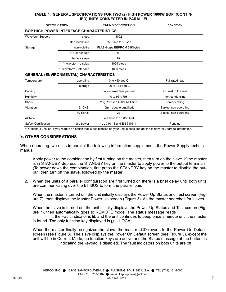 V. other considerations | KEPCO KIT 219-0445, Cables for two High Power BOPs User Manual | Page 11 / 12