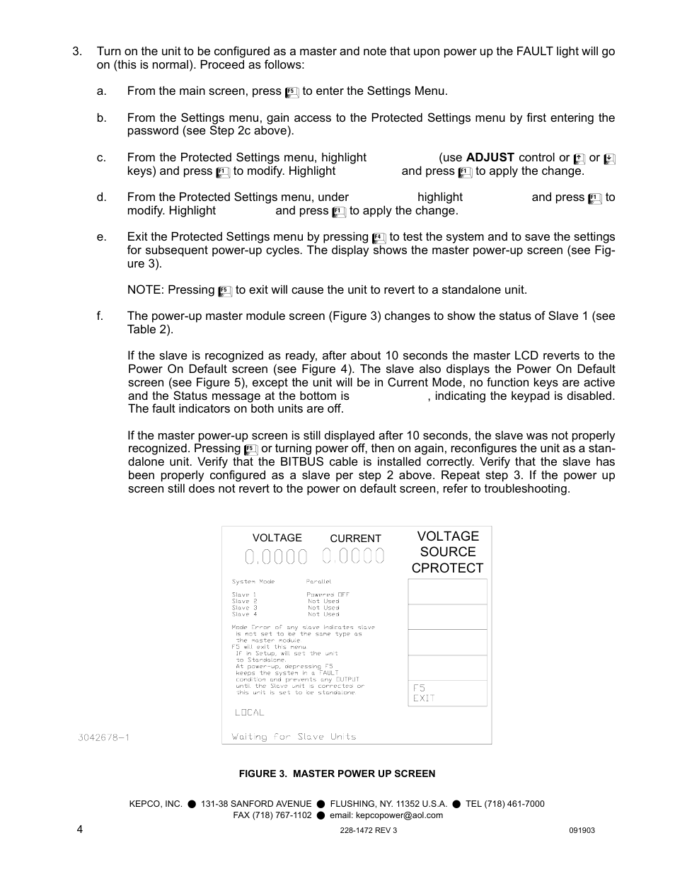 Figure 3. master power up screen | KEPCO KIT 219-0445, Cables for two High Power BOPs User Manual | Page 4 / 12