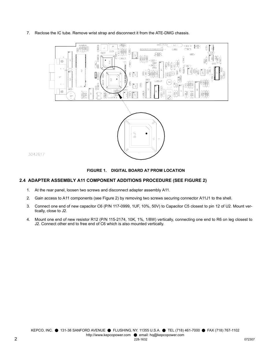 Figure 1. digital board a7 prom location | KEPCO KIT 219-0526, ATE-DMG Fast Mode Kit User Manual | Page 2 / 4