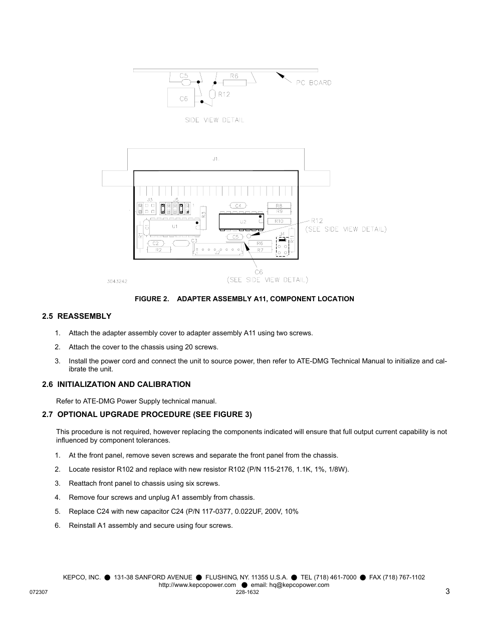 Figure 2. adapter assembly a11, component location | KEPCO KIT 219-0526, ATE-DMG Fast Mode Kit User Manual | Page 3 / 4