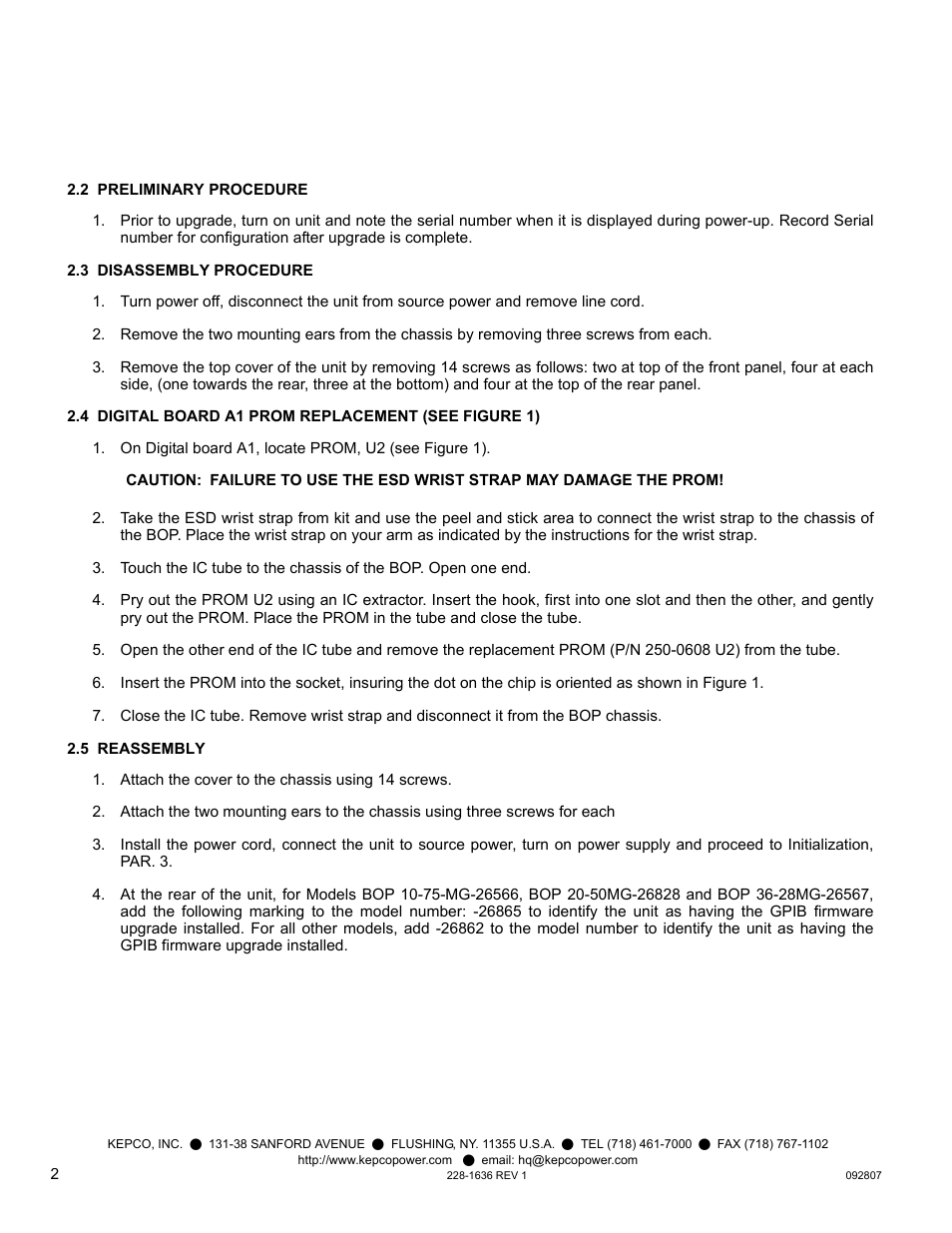 KEPCO KIT 219-0530, BOP Firmware Upgrade (10 Units) User Manual | Page 2 / 4