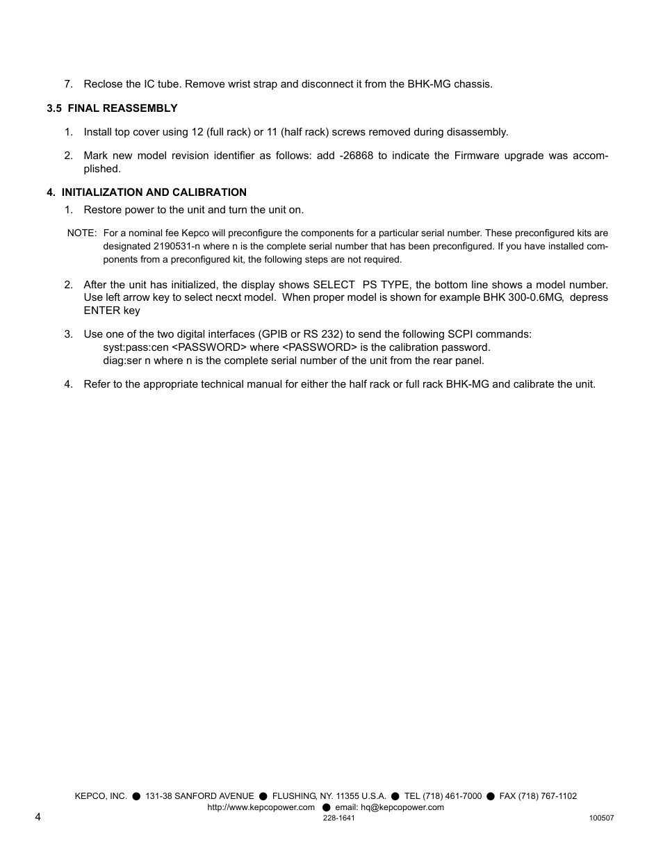 KEPCO KIT 219-0531, BHK-MG Firmware Upgrade User Manual | Page 4 / 4