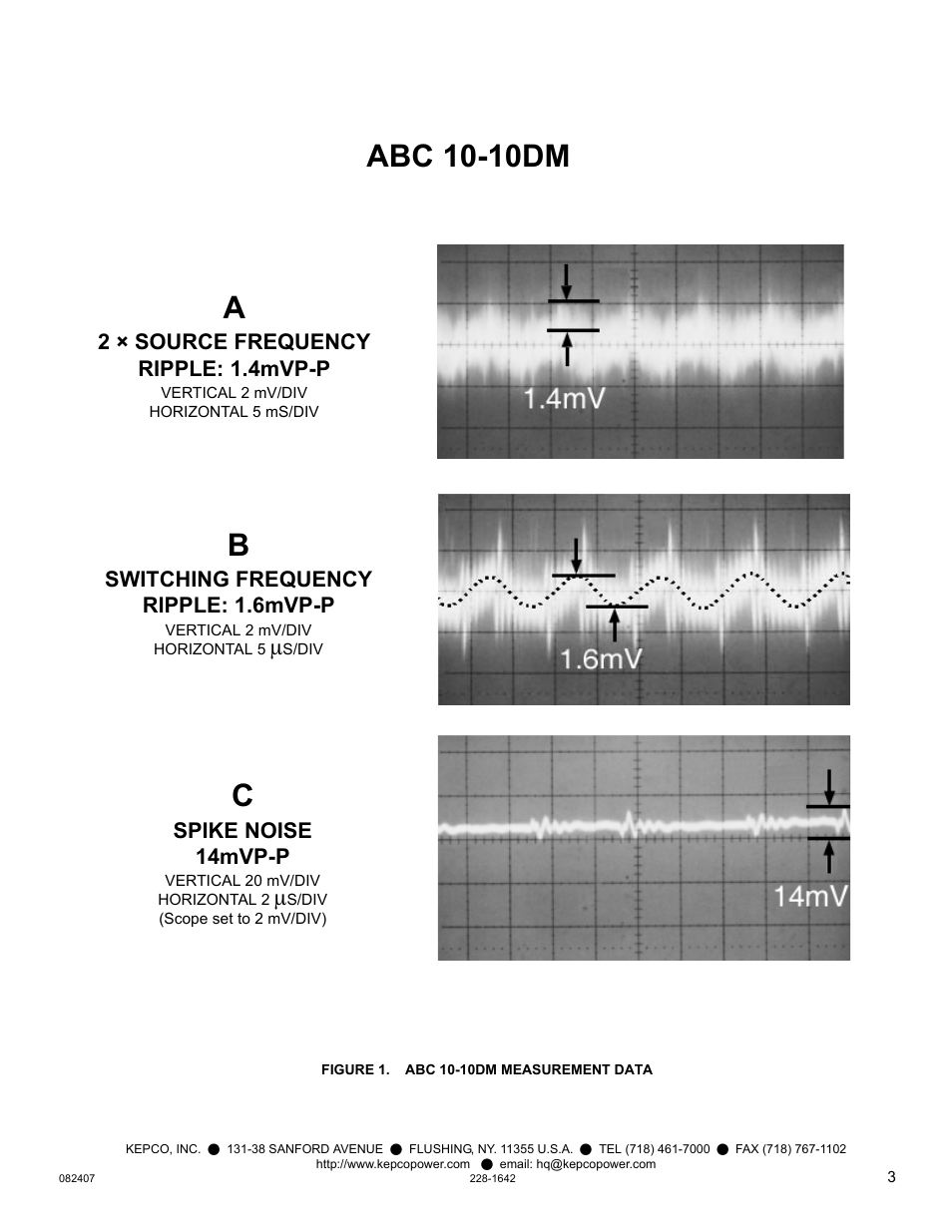 Figure 1. abc 10-10dm measurement data, Gure 1, Abc 10-10dm | KEPCO KIT 219-0532, ABC Ripple/Noise Measurement User Manual | Page 3 / 8