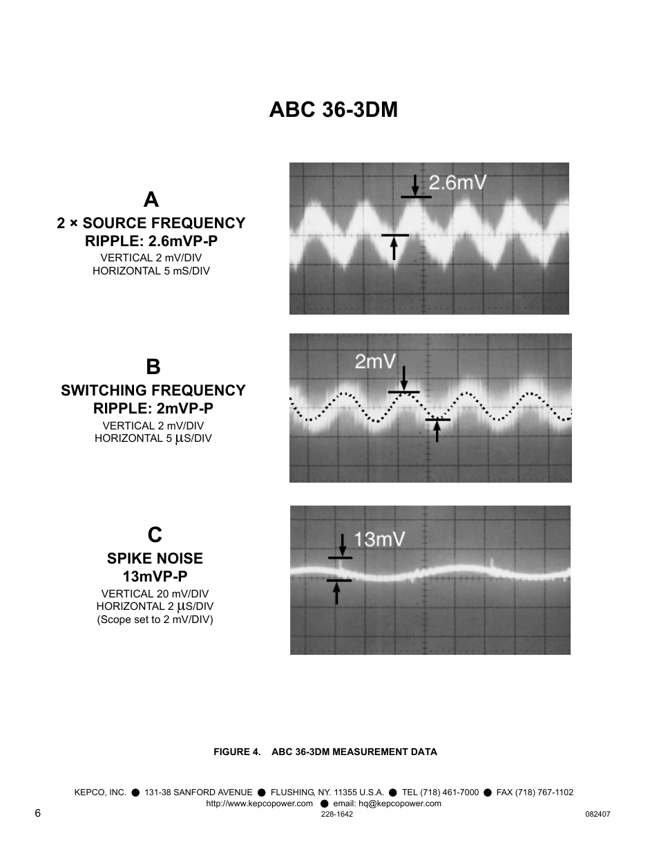 Figure 4. abc 36-3dm measurement data, Gure 4, Abc 36-3dm | KEPCO KIT 219-0532, ABC Ripple/Noise Measurement User Manual | Page 6 / 8