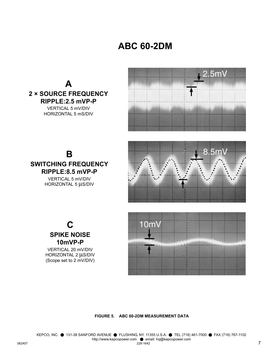 Figure 5. abc 60-2dm measurement data, Gure 5, Abc 60-2dm | KEPCO KIT 219-0532, ABC Ripple/Noise Measurement User Manual | Page 7 / 8