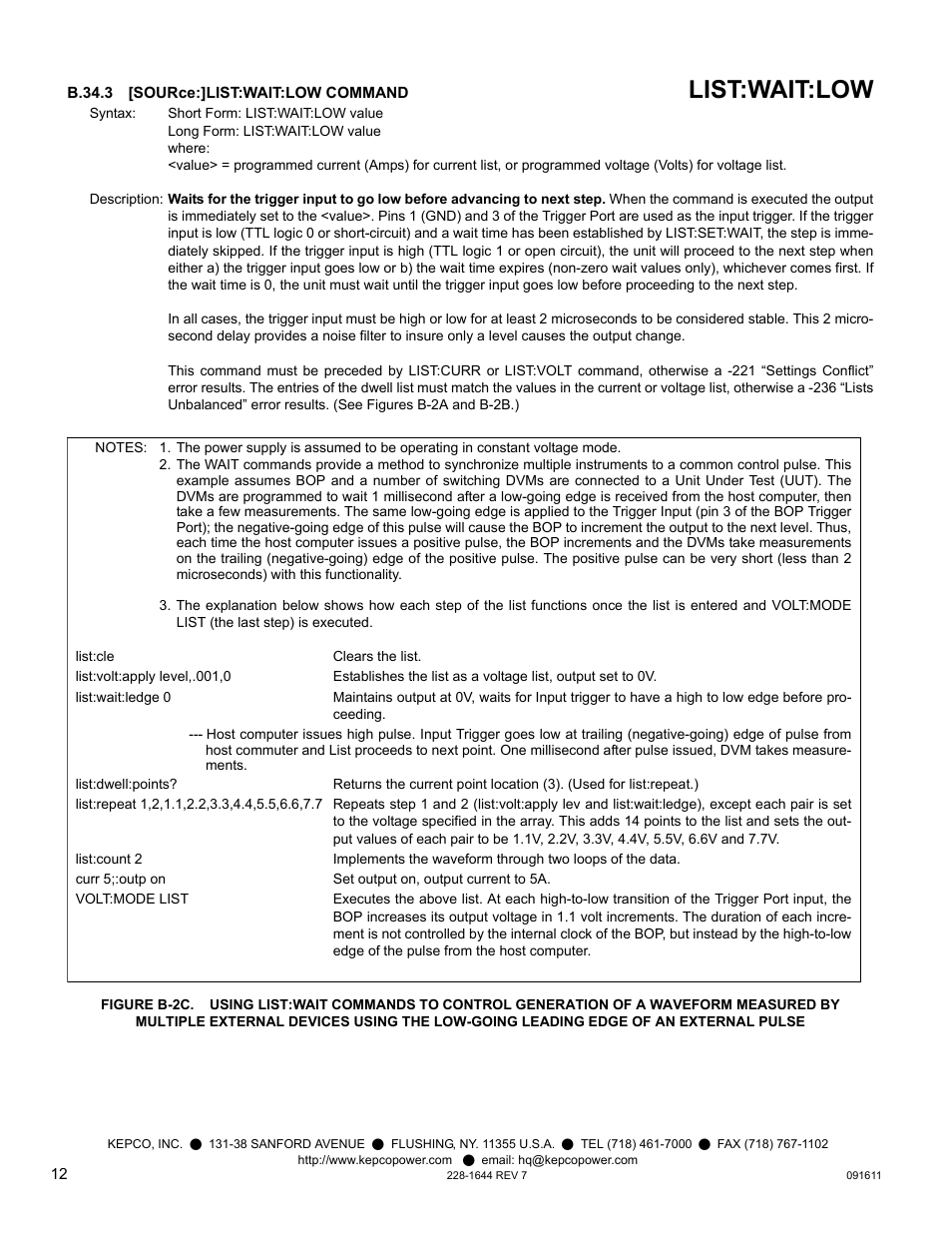 List:wait:low | KEPCO KIT 219-0533, BOP 1000W Firmware Upgrade User Manual | Page 12 / 12