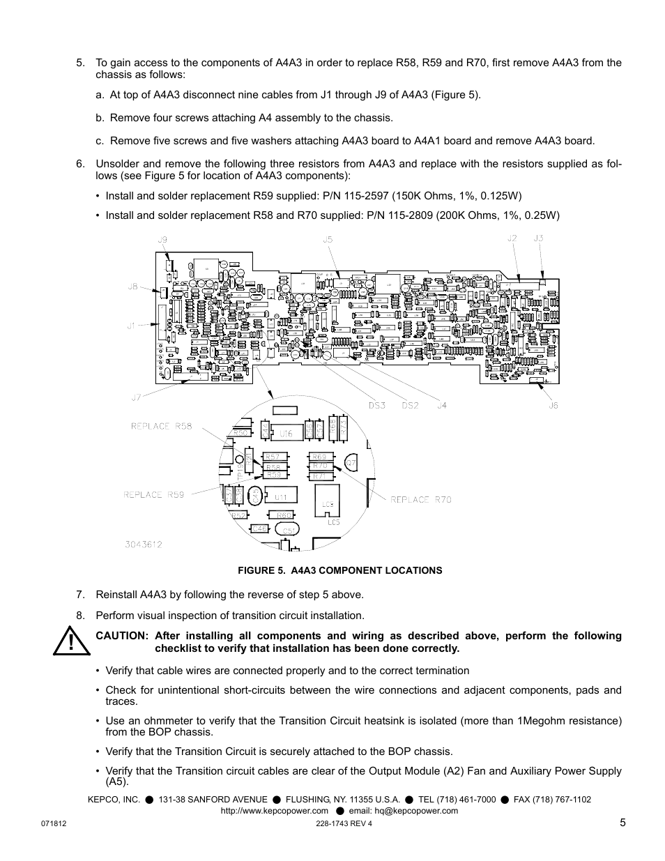 Figure 5. a4a3 component locations | KEPCO Kit 219-0547, Transition Circuit Kit BOP 20-50MG, GL and BOP 25-40MG, GL User Manual | Page 5 / 8