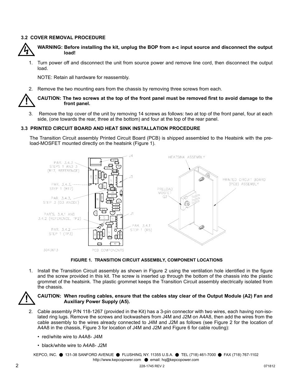 KEPCO Kit 219-0549, Transition Circuit Kit BOP-1KW Model 26600 User Manual | Page 2 / 8