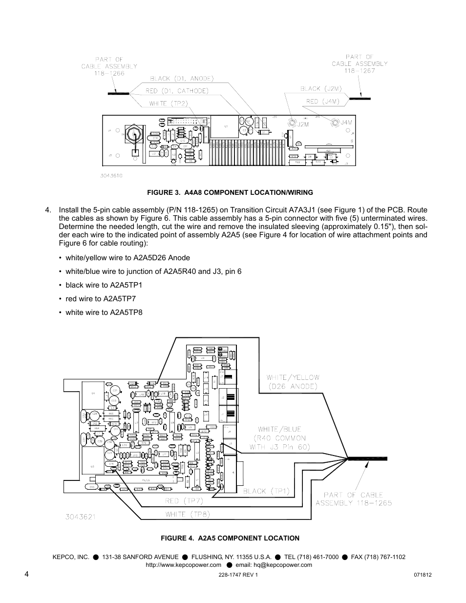 Figure 3. a4a8 component location/wiring, Figure 4. a2a5 component location, E 3 for | KEPCO Kit 219-0551, Transition Circuit Kit BOP 36-28MG User Manual | Page 4 / 8