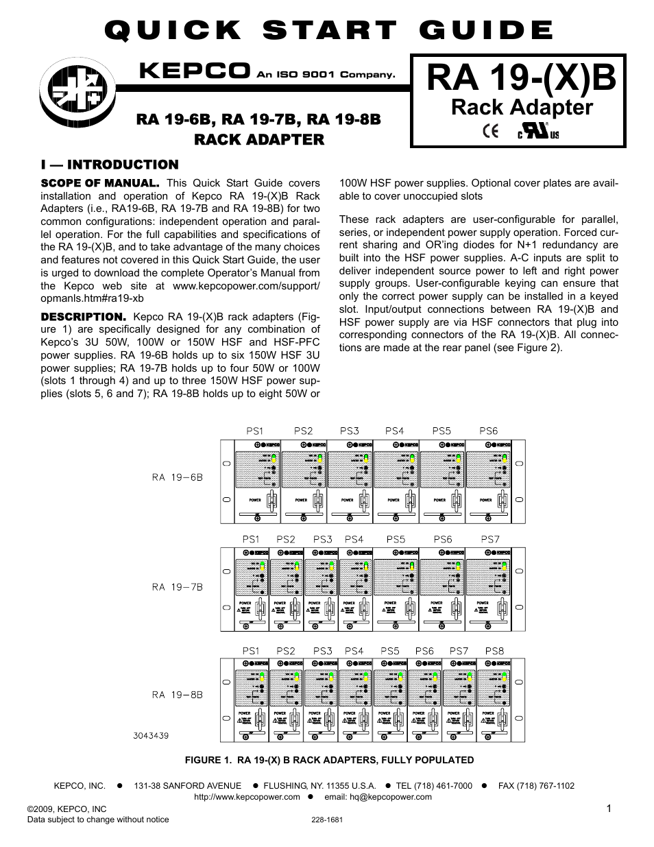 KEPCO RA 19-8B Quick Start Guide User Manual | 6 pages