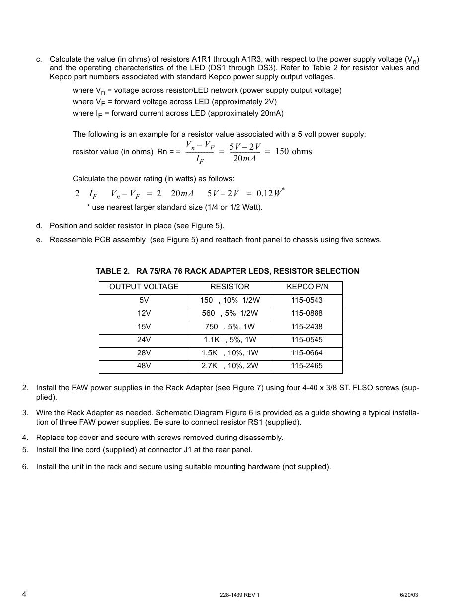 KEPCO RA 76 User Manual | Page 4 / 8