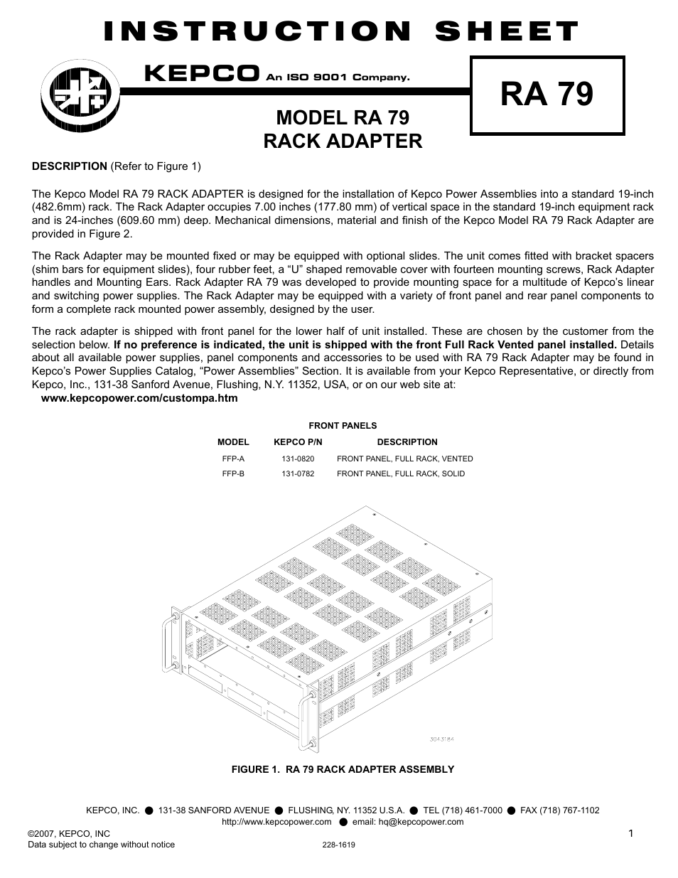 KEPCO RA 79 User Manual | 4 pages