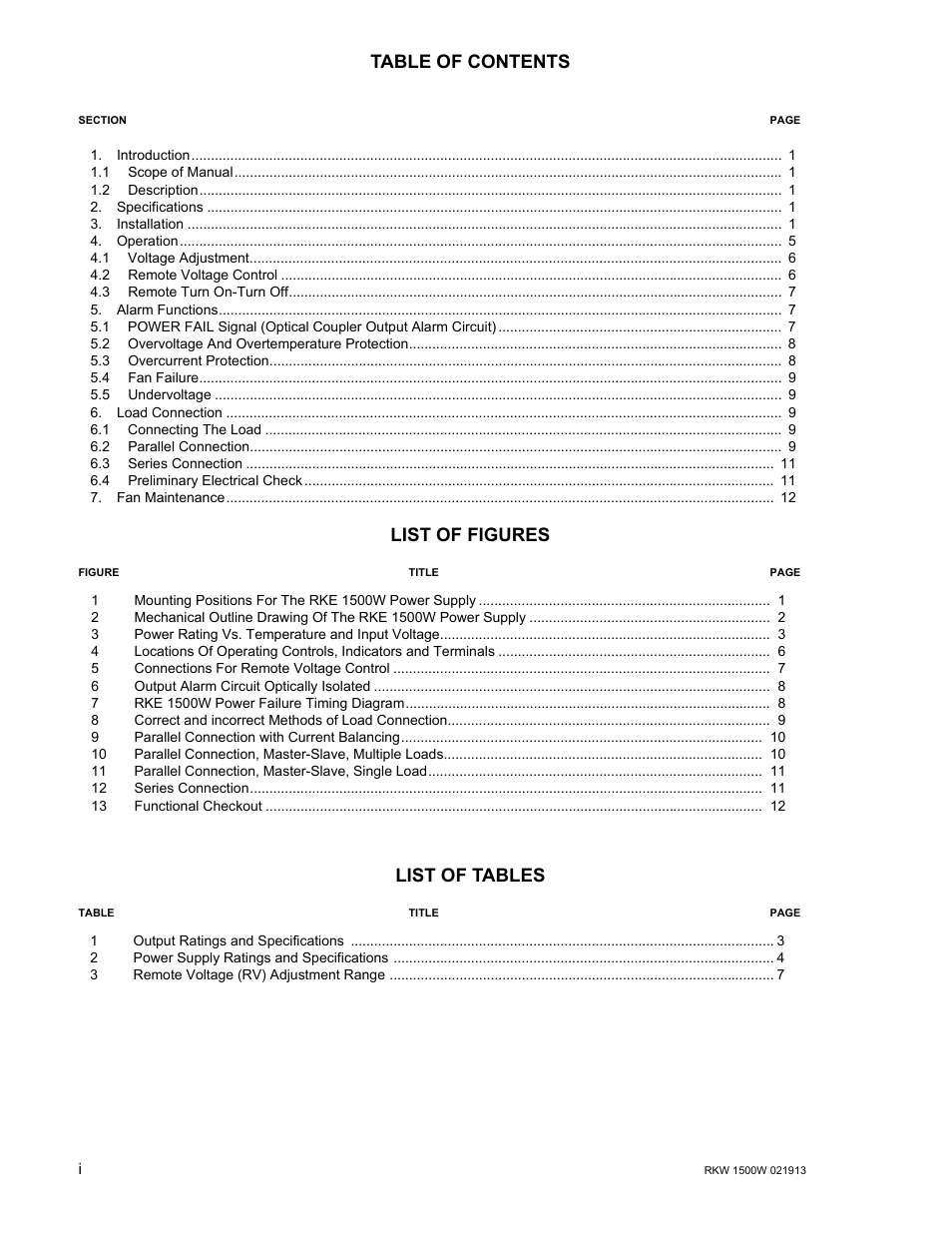 KEPCO RKE 1500W Series Operator Manual User Manual | Page 2 / 14