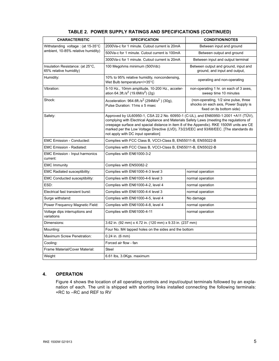 Operation | KEPCO RKE 1500W Series Operator Manual User Manual | Page 7 / 14