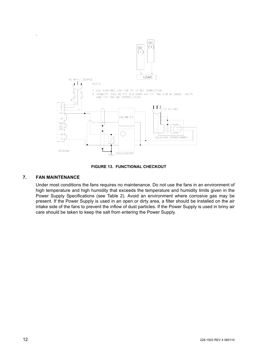 Figure 13. functional checkout, Fan maintenance, Functional checkout | Re 13 | KEPCO RKW 1500W Series Operator Manual User Manual | Page 14 / 16
