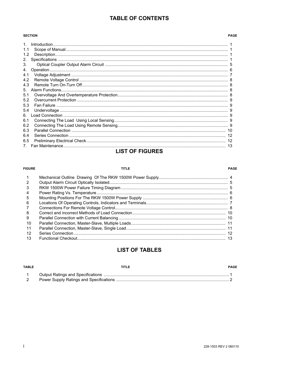 KEPCO RKW 1500W Series Operator Manual User Manual | Page 2 / 16
