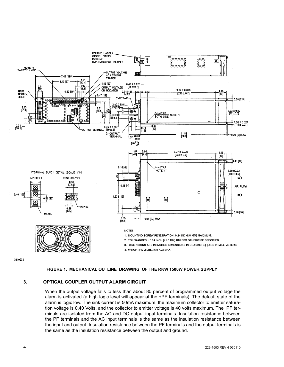 Optical coupler output alarm circuit | KEPCO RKW 1500W Series Operator Manual User Manual | Page 6 / 16