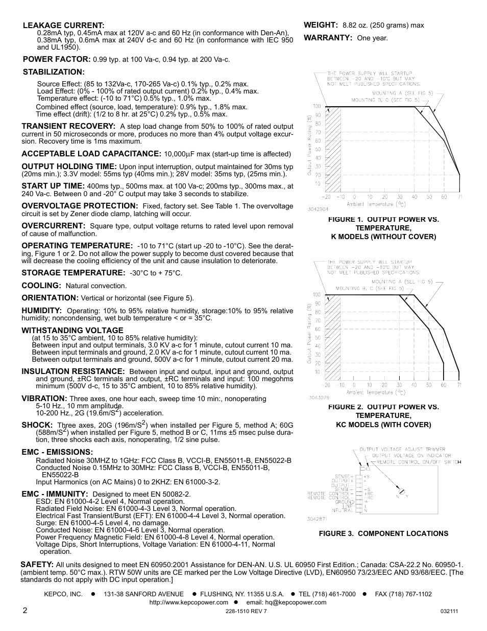Figure 3. component locations | KEPCO RTW 50W User Manual | Page 2 / 4