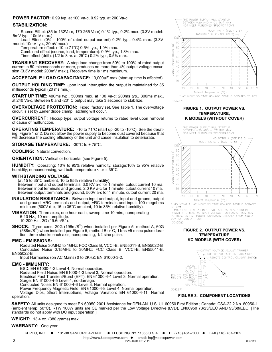 Figure 3. component locations | KEPCO RTW 100W User Manual | Page 2 / 4