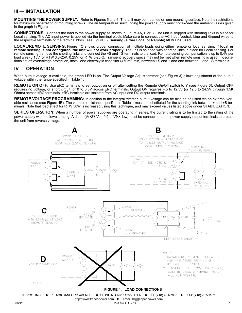 Figure 4. load connections, Ba c d | KEPCO RTW 100W User Manual | Page 3 / 4