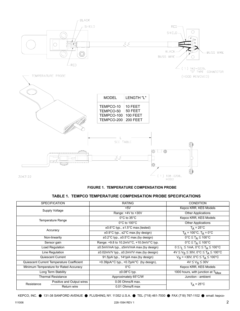 Figure 1. temperature compensation probe | KEPCO TEMPCO Temperature Compensation Probe User Manual | Page 2 / 2