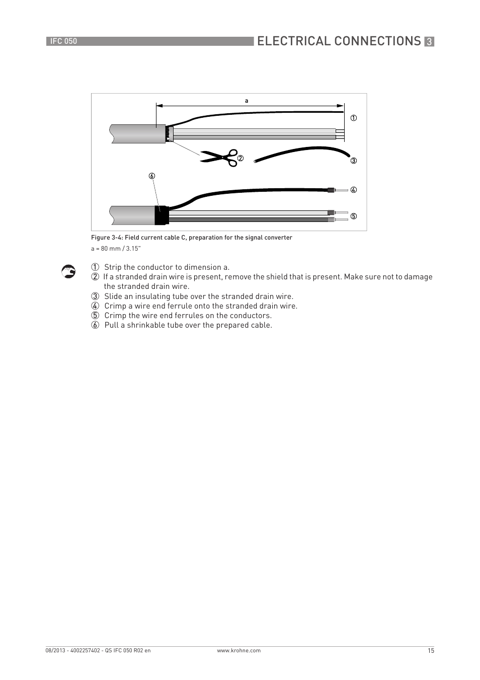 Electrical connections | KROHNE IFC 050 Converter Quickstart EN User Manual | Page 15 / 28