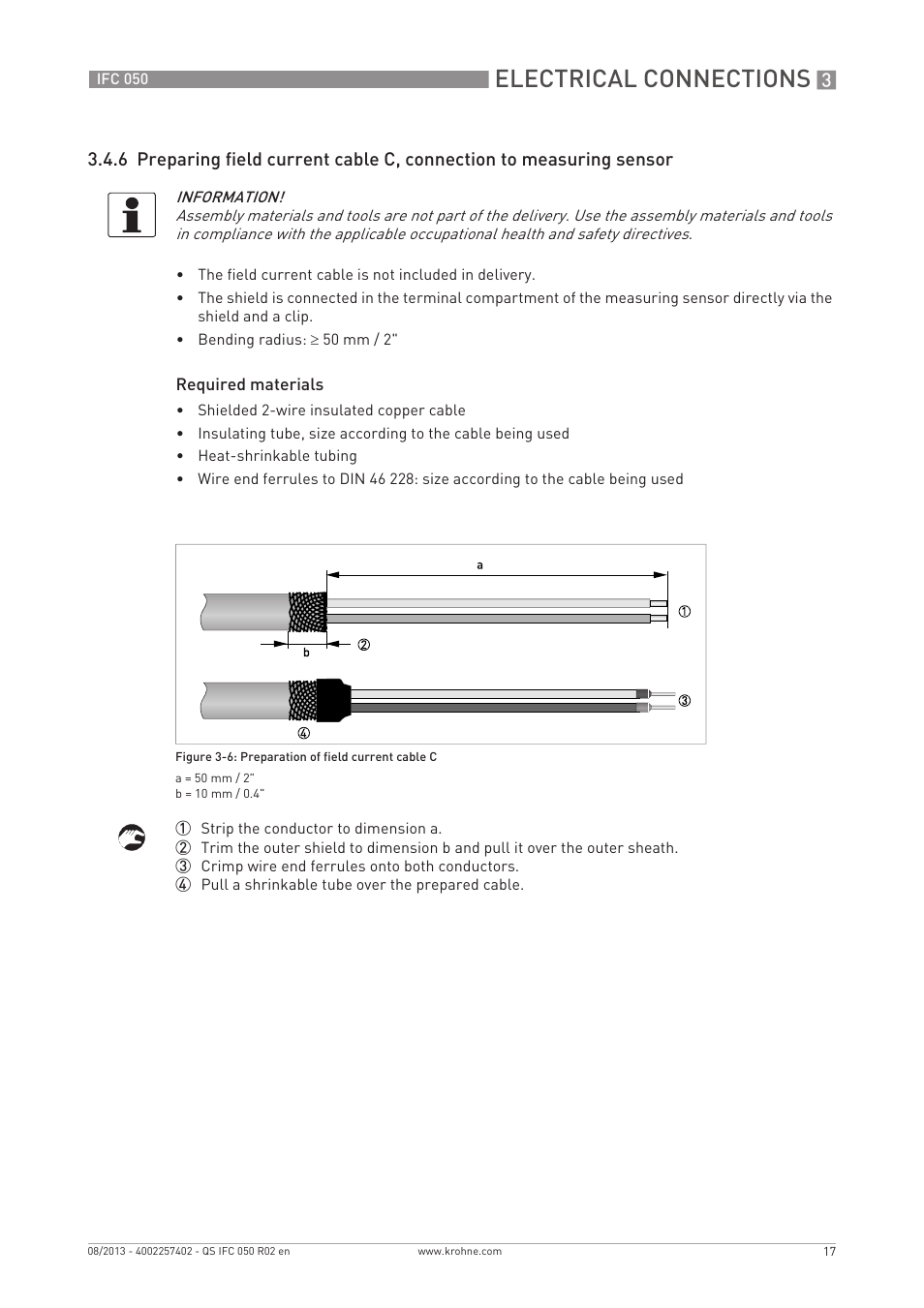 Electrical connections | KROHNE IFC 050 Converter Quickstart EN User Manual | Page 17 / 28