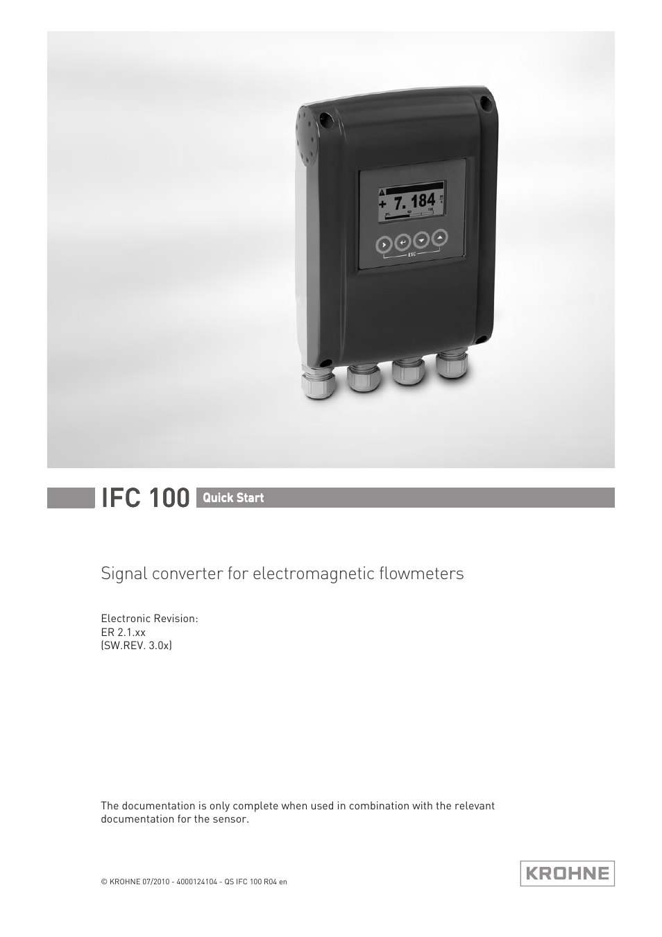 KROHNE IFC 100 Converter Quickstart EN User Manual | 32 pages