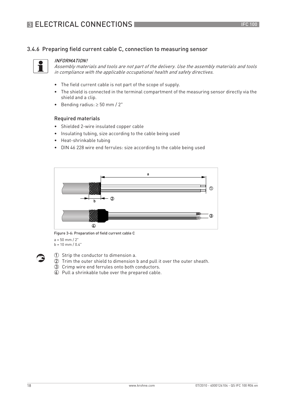 Electrical connections | KROHNE IFC 100 Converter Quickstart EN User Manual | Page 18 / 32