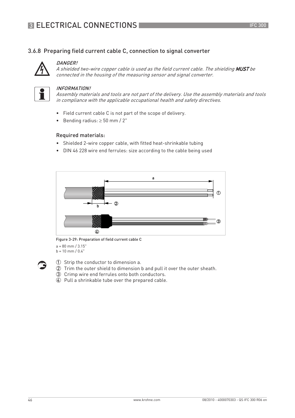 Electrical connections | KROHNE IFC 300 Converter Quickstart EN User Manual | Page 46 / 68