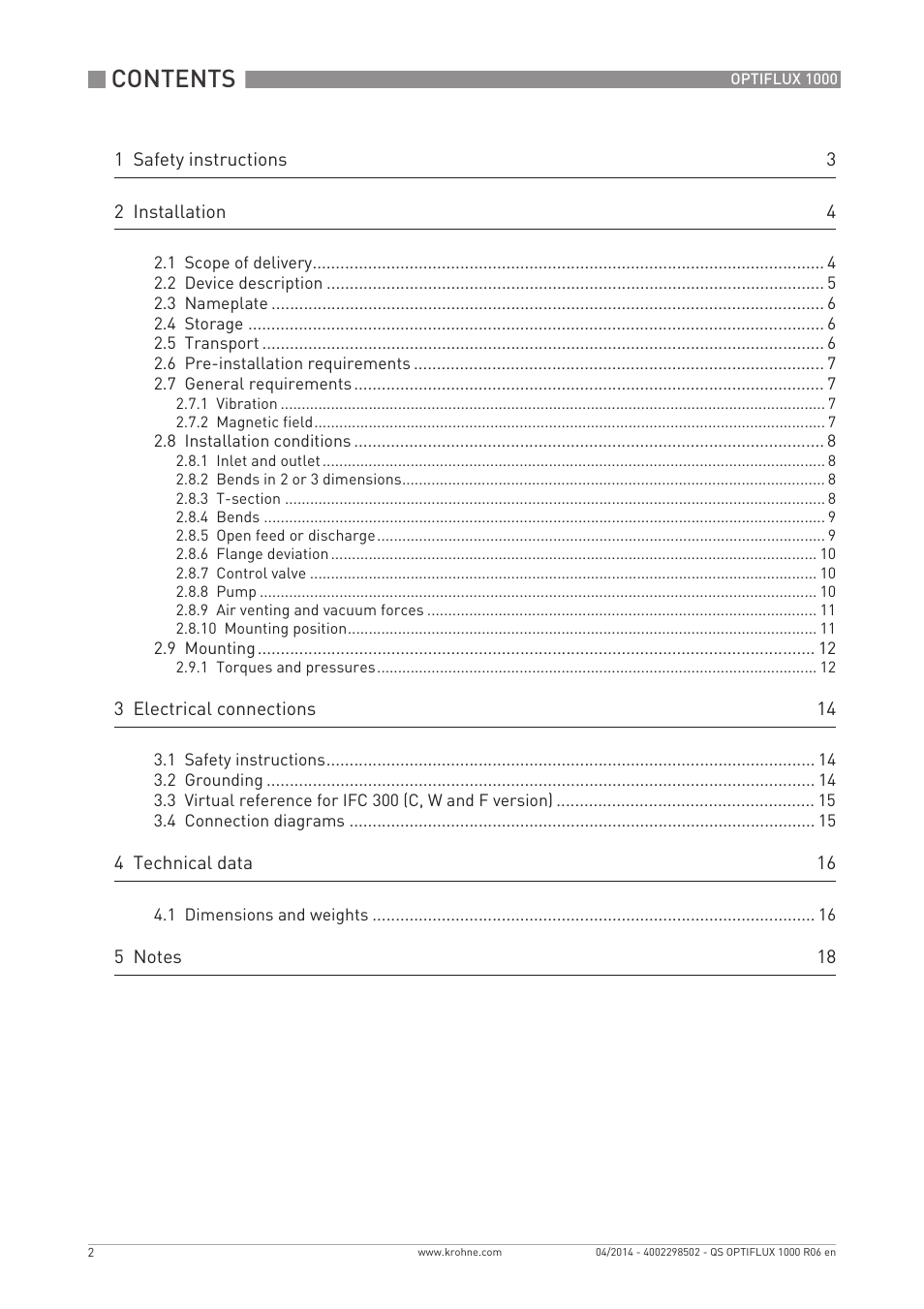 KROHNE OPTIFLUX 1000 Quickstart EN User Manual | Page 2 / 20