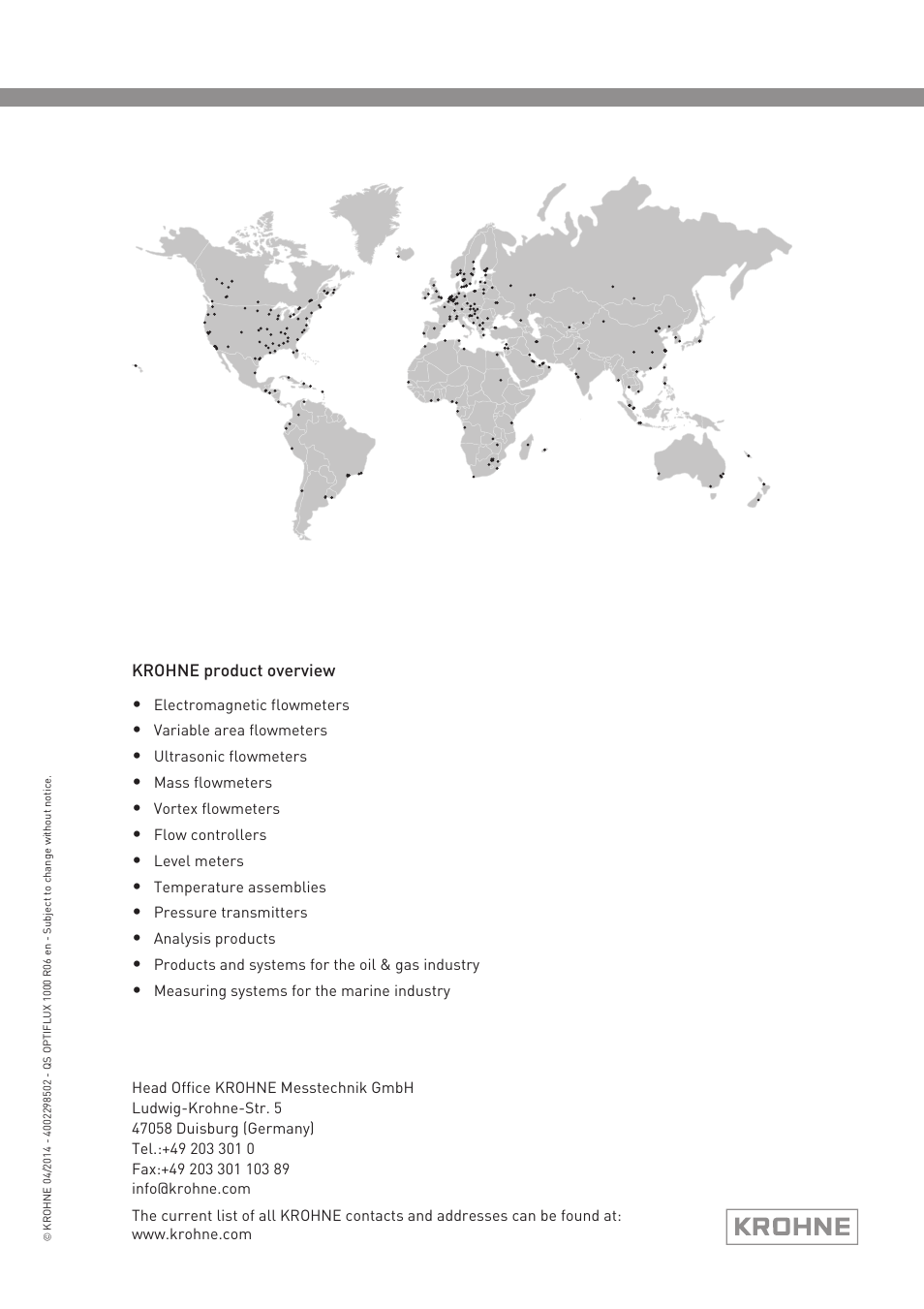 KROHNE OPTIFLUX 1000 Quickstart EN User Manual | Page 20 / 20